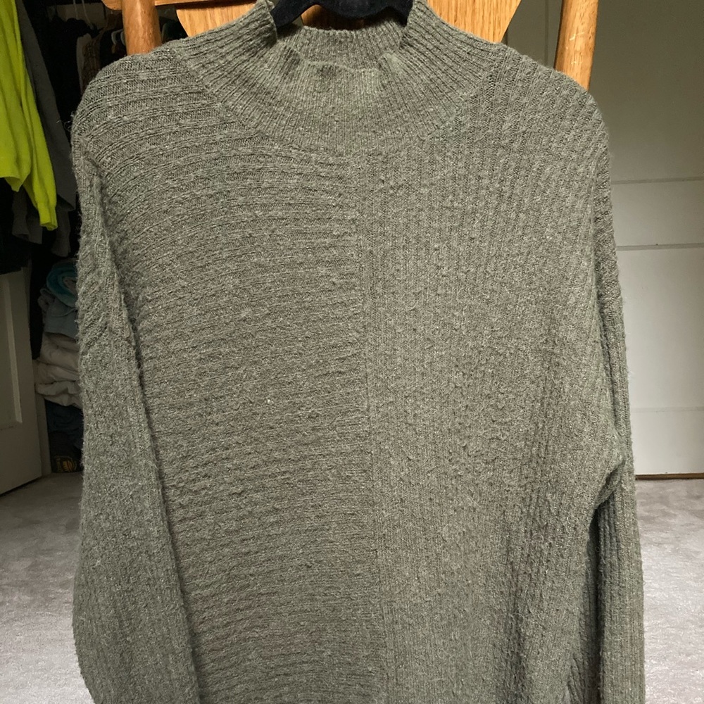 Oversized Olive Green Turtleneck Sweater